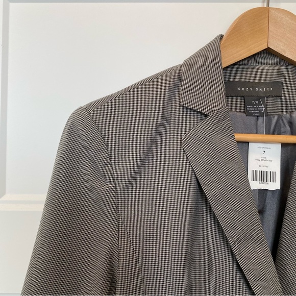 NWT Size 7/8 Fall Blazer Suzy Shier Women’s Blazer Houndstooth - Picture 2 of 10